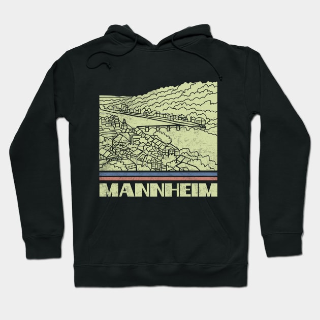 Mannheim City Gift Germany City Silhouette Skyline Deutschland Hoodie by NickDezArts